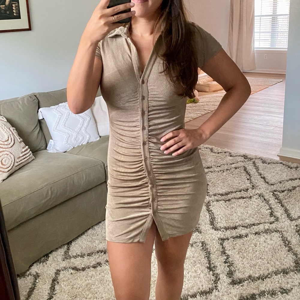 Peppermayo Marissa Mini Dress - Taupe